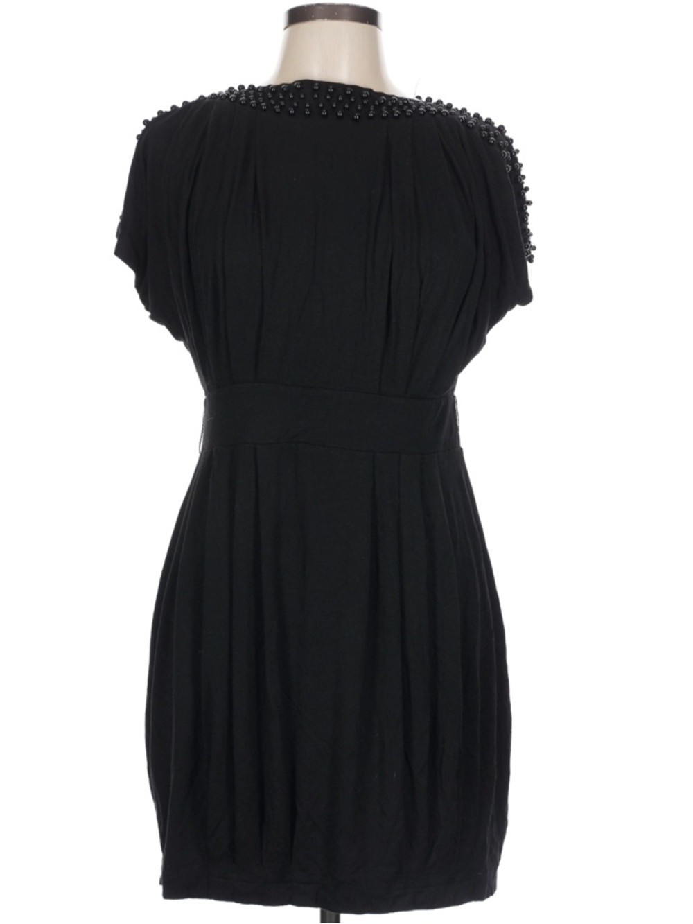 Black Draped Beaded Shoulder Mini Dress | Twelve by Twelve Size Large